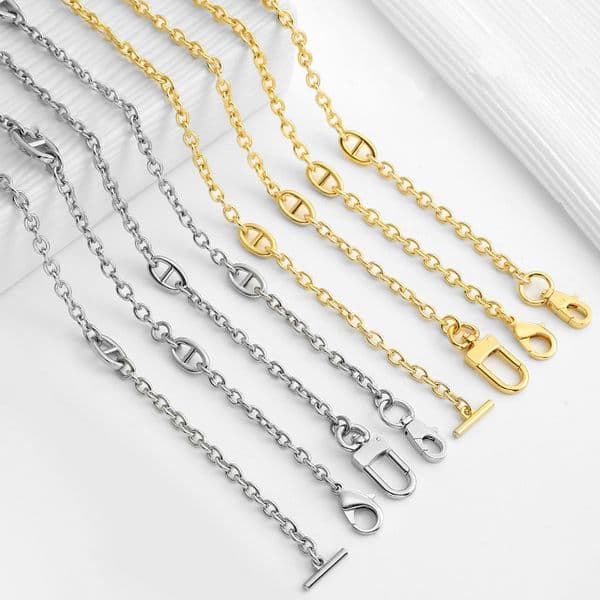 Metal Links Chain Shoulder Strap For Designer Women Handbag Purse Pochette Lady Bag Carry Parts Replacement Stainless Polished Shine 120cm