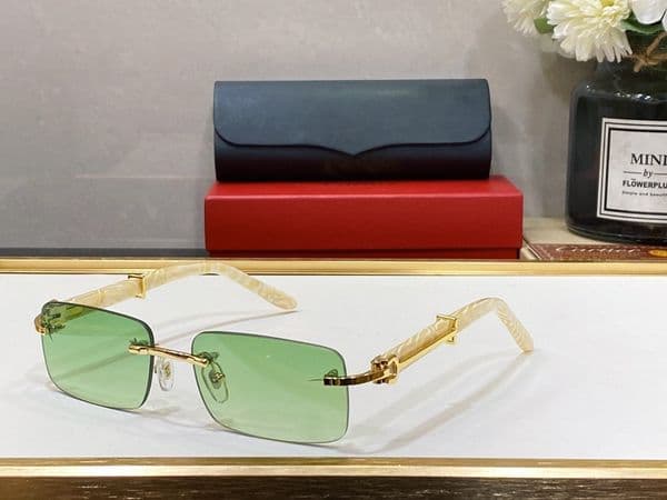 Fashion Mens Carti Designer Sunglasses for Women Eyeglasses Square Luxury C Decor Glasses Buffalo Horn Sun glasses Metal Gold Frameless Wooden Eyewear zonnebril