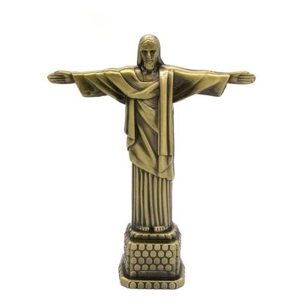 Decorative Objects Figurines 1pcs 18cm Metal Brazil Crist Redentor Jesus Figurine Christ the Redeemer Statue Catholic Gift Home Decor 220928