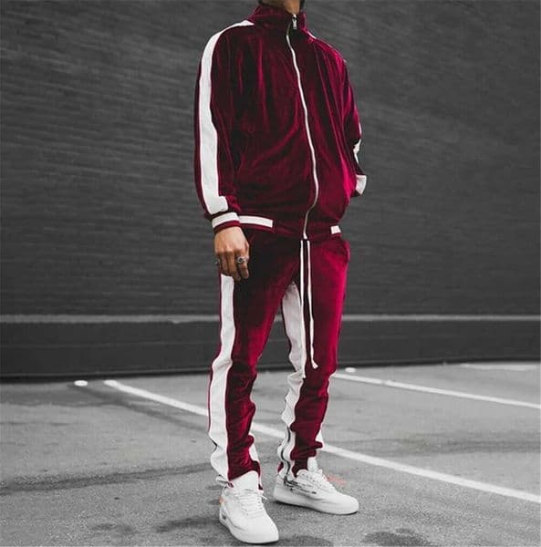 Men's Tracksuits Mens Velvet Tracksuit 2 Piece Casual Pant Sweater Sweatsuit Sport Sweatshirt Set G220927
