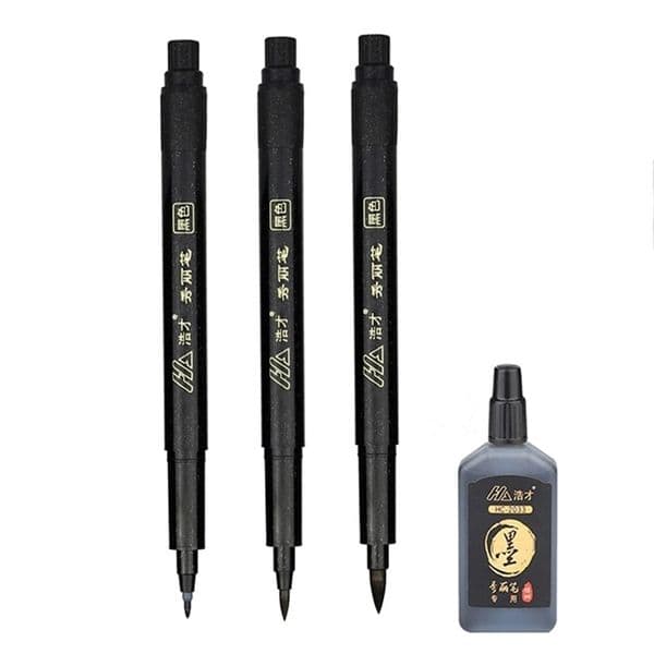 Markers 3/4 pcs/lot Hand Lettering Brush Pen Black Ink Calligraphy Art Writing Office School Supplies Stationery Student 220929