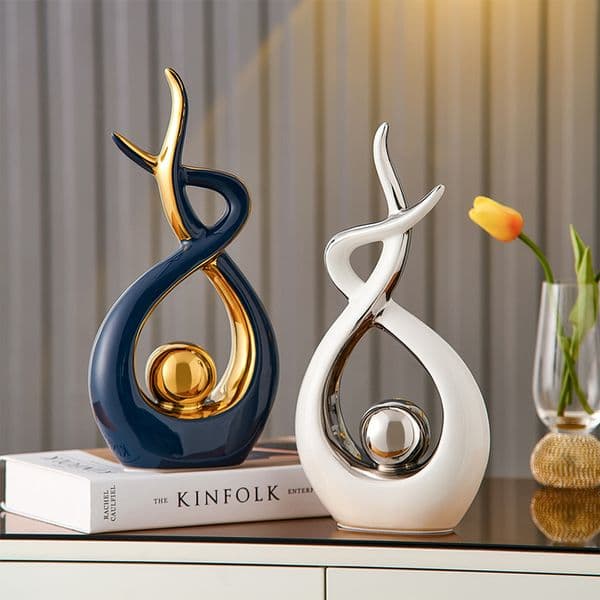 Abstract Ceramic Sculpture Golden Statue Modern Home Decoration Living Room Desktop Office Decoration Accessories Crafts Gift 220818