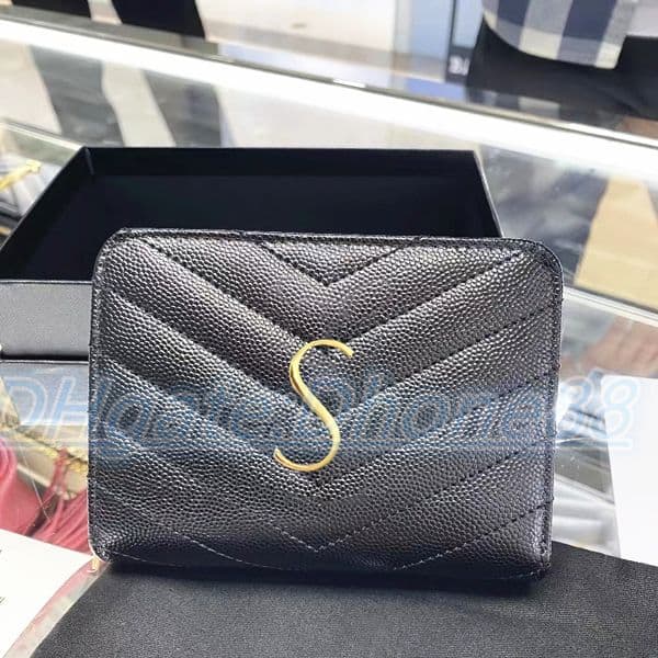 Luxury Designer caviar coin purse card holder mens womens wallet key pouch metal sign cardholder Mini Wallets with box leather top quality passport holders cards
