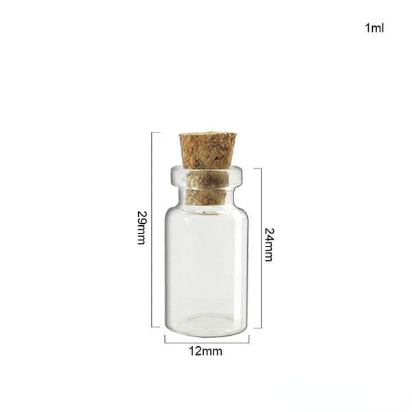 0.5ml 1ml 1.5ml 2ml 100 pcs Small Glass jars Cute Mini Wishing Cork Stopper Bottles Vials Containers