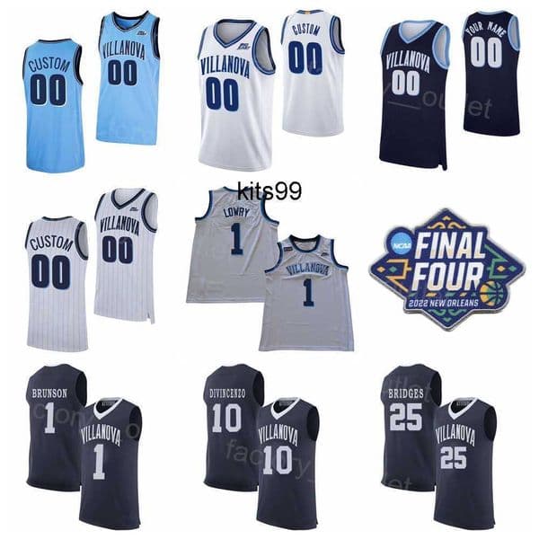 2022 Final Four Villanova Wildcats College 10 Donte DiVincenzo Jersey Basketball 1 Jalen Brunson 1 Kyle Lowry 25 Mikal Bridges 3 Josh