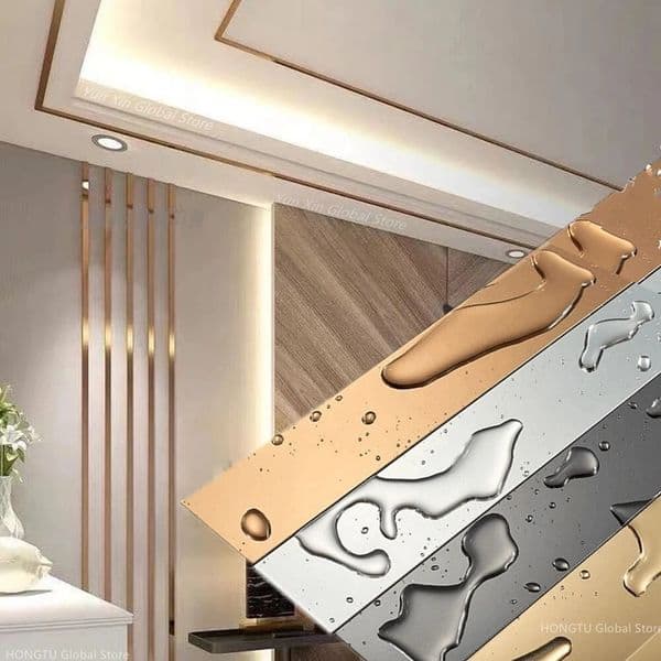 Other Decorative Stickers 1 Roll Gold Wall Sticker Stainless Steel Flat Lines Ceiling Edge Strip Mirror Living Room Decoration 221202