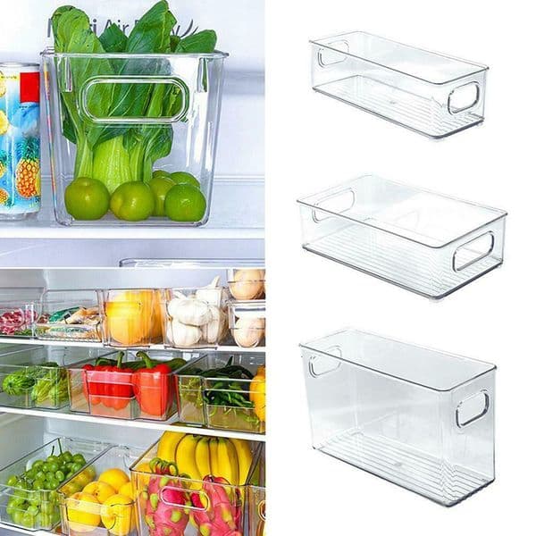 Other Kitchen Storage Organization 1pc S/M/L 3 Sizes Refrigerator Organizer Plastic Transparent Stackable Drawer Food Bins With Handles Accessor 221205