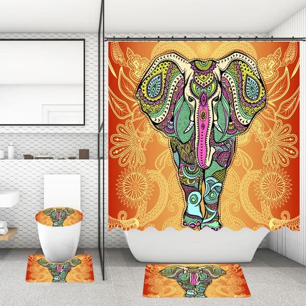 1PC/Set Bathroom Shower Curtain Watercolor Elephant Creative Printed Waterproof Bath Curtains Screen