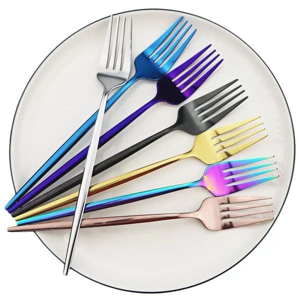 Dessert Salad Fork 18.5CM Stainless Steel Western Forks Portable Hotel Wedding Party Rainbow Tableware Cutlery Set 1208