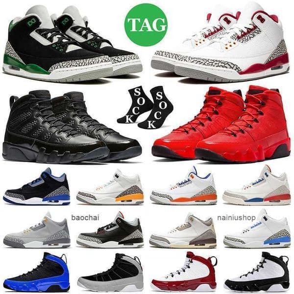 3 3s Mens Basketball Shoes 9 9s Chile Cardinal Red Bred Pine Green Georgetown UNC A Ma Maniere Particle Grey Men Womens Trainers Sports