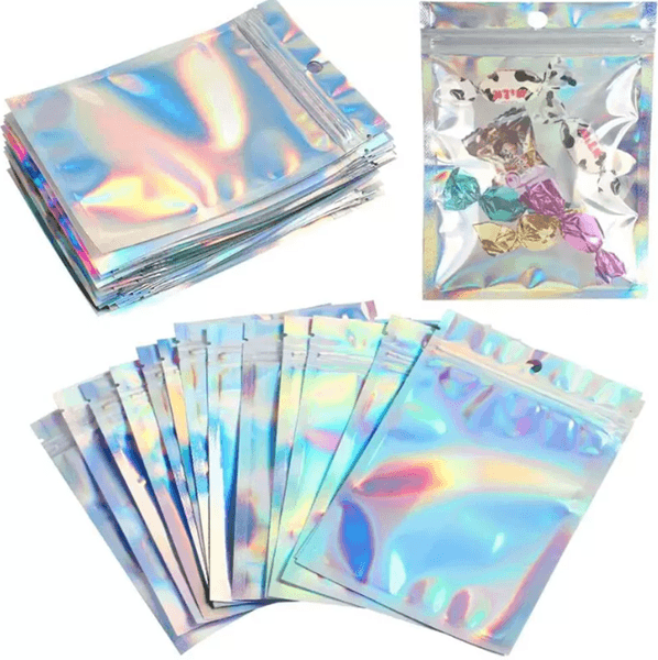 2026 New Wholesale Resealable Smell Proof Bags Aluminum Foil Zipper Pouch Bag Holographic Packaging For Food Snack Jewelry Storage Free Ship