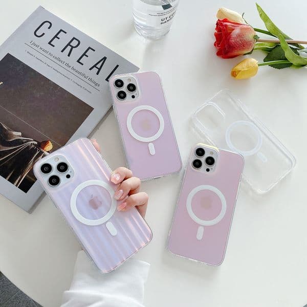 Frosted clear magnetic phone cases iPhone 14 11 12 Pro max 13 Pro x xr 7 8 P Fashion Dazzle Aurora Rainbow-colored TPU Protection Case