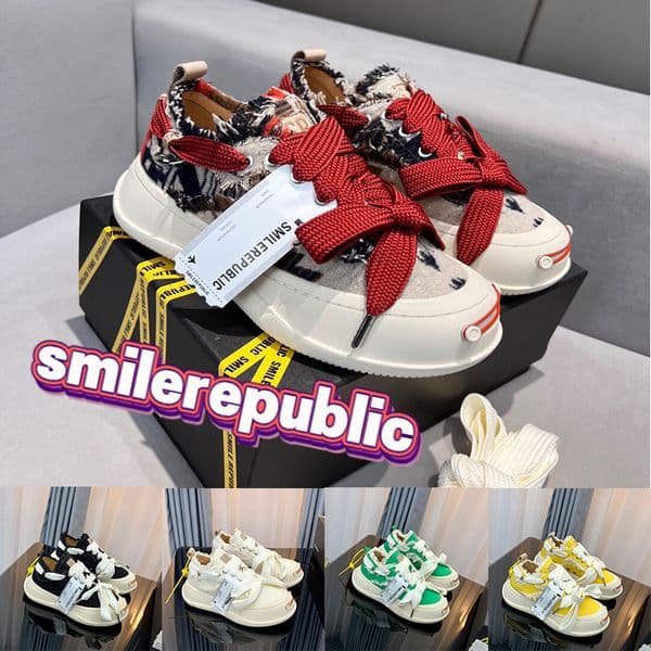 Designer Men Women Casual Shoes Luxury Smilerepublic Shoe SR Street Chunky Sole Open Back Womens Platform Canvas Multi-Color White Mule Mens Sneakers Trainers