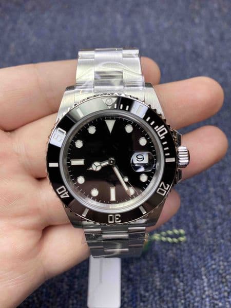 GM Factory Mens Watch 40mm Silver Cal.3135 Movement Automatic Eta Black Ceramic Bezel GM Date Factory Ref.116610 Sapphire Diver Rhinestone Wristwatches