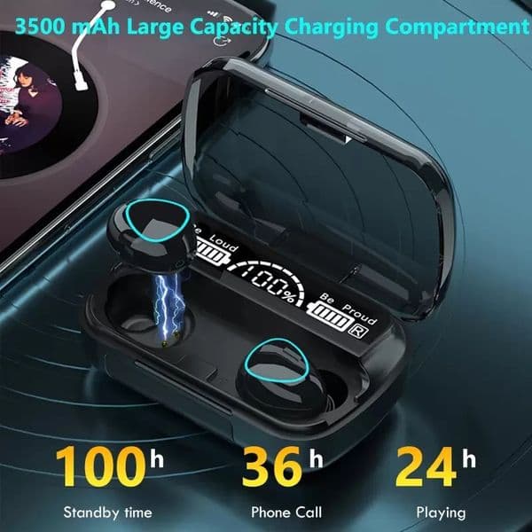 M10 Bluetooth TWS Stereo Sport Earbuds Noise Cancelling With LED Display Headphone With 2500mah Power Bank Charging Case