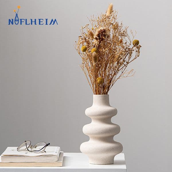 Vases NIFLHEIM Nordic Ceramic Vase Beige Plant Pot Home Decor Flower Arrangement Garden Living Room Office Desktop Decoration Crafts 221108