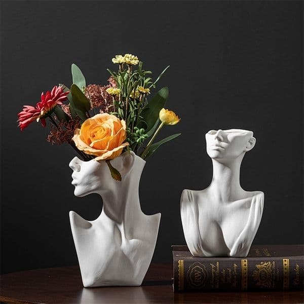 Vases Modern Art Abstract Side Face Head Ceramic Dried Flowers Table Decoration Living Room Office Home Decor 221108