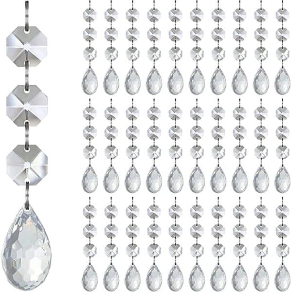 Party Decoration Hanging Crystals for Centerpieces Chandelier Garland Clear Ball Prism Crystal Bead Strands Jewel Gem Chain Diamond Beaded String Curtains XB1