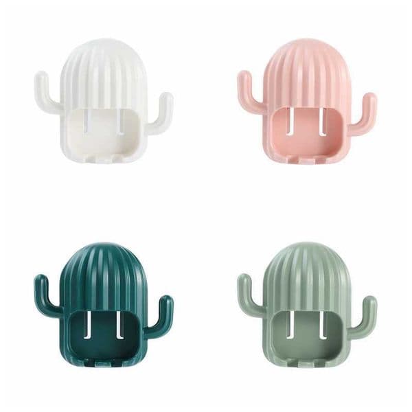 Plastic Cactus Toothbrush Holder Wall Self Adhesive Toothpaste Storage Rack Shaver Tooth Brush Dispenser Bathroom Organizer Portacepillos De Plastico