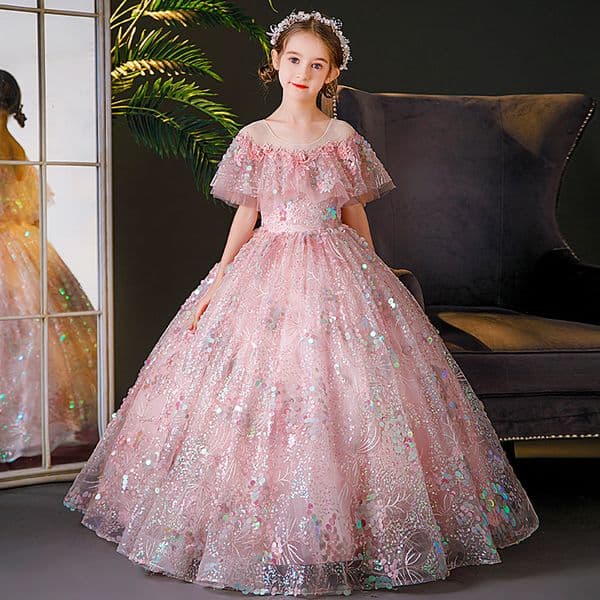 Elegant Pink Princess Pageant Dresses Sequined Applique Or Length Ball Gown Birthday Dress For Teens Toddler Girls Wer Gowns 403 6660312