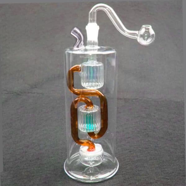 Big Size Glass Oil Burner Bong Water Pipes 7.5inch Thick Pyrex Recycler Ash Catcher Bong Inline 3 Matrix Perc Filter Honeycomb with Male Banger Oil Nail and Hose