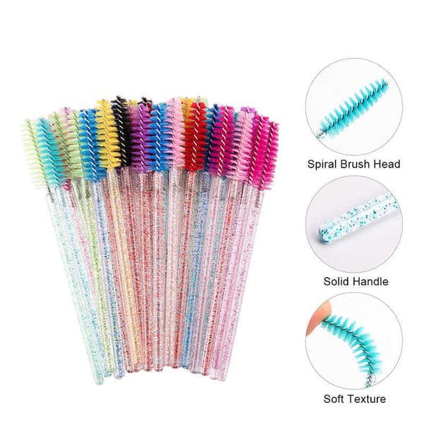 50Pcs/Pack Disposable Crystal Transparent Makeup Brush False Eyelash Aids Diamond Mascara Stick Solid Eyelashes Brush Beauty Peine De Pestanas Wimpernkamm