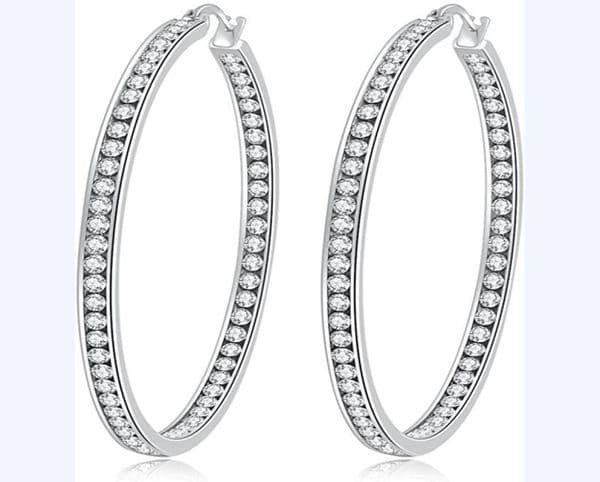 Hoop Huggie Crystal Stainless Steel Earring For Women Hypoallergenic Jewelry Sensitive Ears Large Big Earrings Hoops JewelryHoop