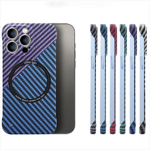 Ultra Slim Carbon Fiber Cases For Magsafe For iPhone 14 13 12 11 Pro Max 14Plus Magnetic Wireless Charge Shell Texture Frameless Shockproof Hard PC Phone Cover