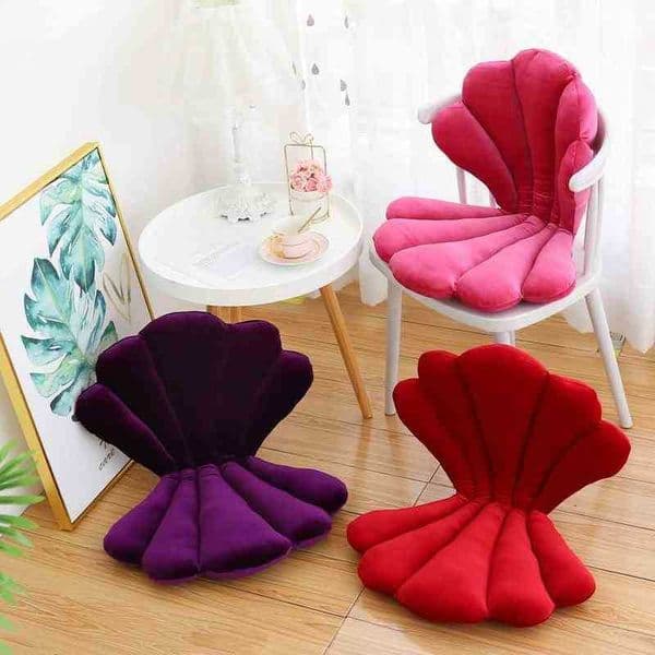75Cm Beautiful Soft Shell Filled Chair Seat Cushion Art Style Shell Back Cushion Blue Rose Princess Sea Shell House Cushion Decor J220729