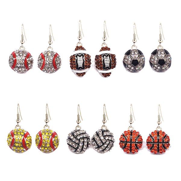 Sport Baseball Softball Earrings Party Decoration Chandelier Stud Crystal Rhie Post Sier Bg Yellow Gift