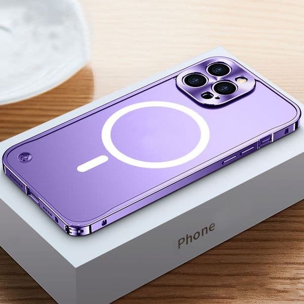 Metal Magnetic Cases Aluminum Alloy Frame For Wireless Charging Phone Case For iPhone 14 13 12 11 Pro Mini Max Translucent Matte Cover