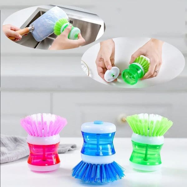 Random Color Kitchen Wash Pot Dish Brush Washing Utensils With Washing Up Liquid Soap Dispenser Household Cleaning Accessories FY2678 P1125
