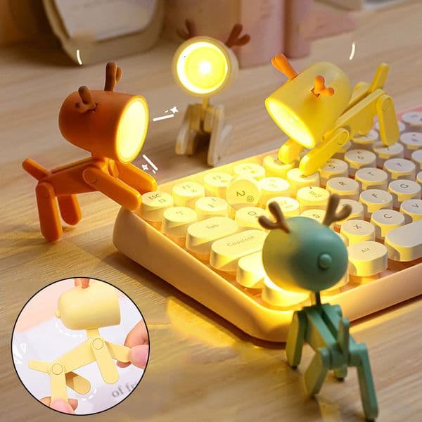 Garden Decorations Ins LED Cute Pet Night Light Student Gift Cartoon Pet Mini Light Folding Table Lamp Kids Room Bedroom Decor Mobile Phone Holder 221126