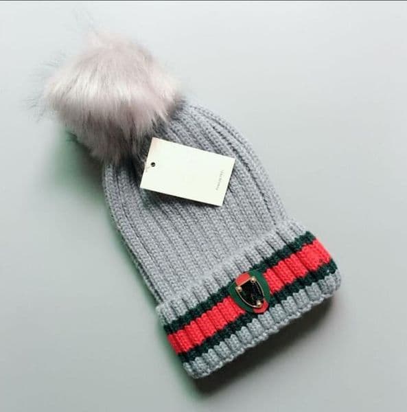 Designer Winter Knitted Beanie Woolen Hat Women Chunky Knit Thick Warm faux fur Beanies Hats Female Bonnet Beanie Caps