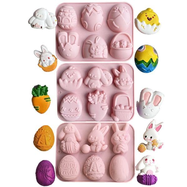 Happy Easter Pastry Tools Spring Eggs Bunny Chocolate Jelly Pudding Cake Moulds Kitchen Accessory