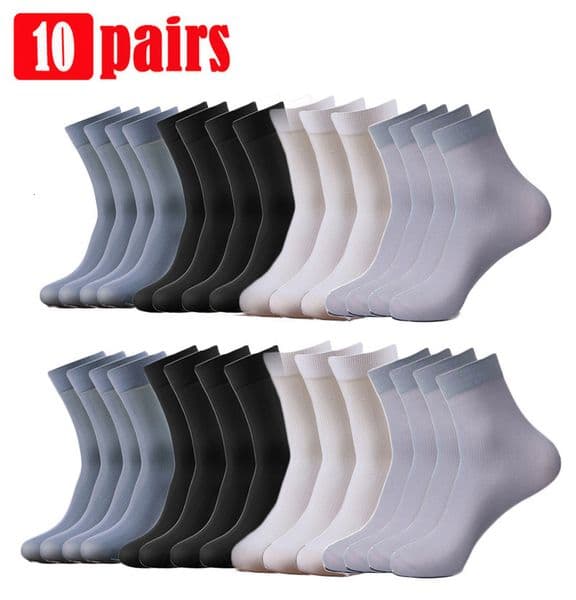 Mens Socks 10pairs Set Bamboo Fiber Summer Thin Stripe Breathable Long Sock Men Silk Sports Business 221130