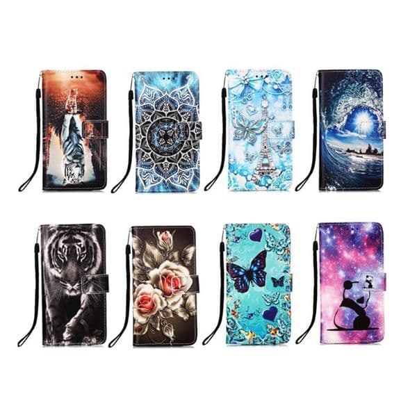 S26 Pro Fashion Leather Wallet Cases For Samsung S25 Edge FE S24 Ultra A57 A37 A17 A07 A26 A56 A36 A16 Panda Tower Lace Flower Butterfly Holder Flip Cover Pouch