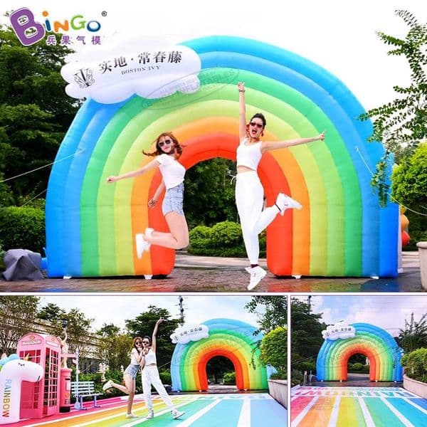 Free Express 6.5x4.5m event decorative inflatable Rainbow archway air blown cartoon entrance decoration for sale toys sport
