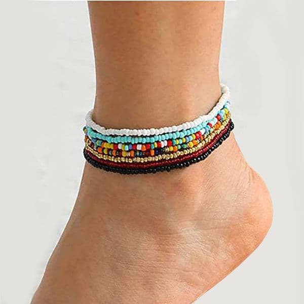 Handmade Beaded Boho African Anklets Multicolor Women Stretch Seed Beads Rainbow Ankle s Glass Bead Elastic Foot and Hand Chain Jewelry 30 Colors L260603QGTS