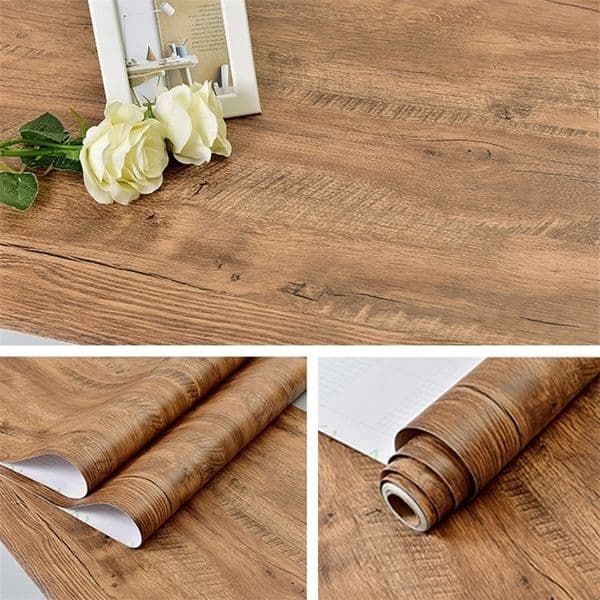 Wall Stickers 2M5M Wood Grain Home Decor Sticker Furniture Waterproof Vinyl Self Adhesive Wallpaper PVC Thicken Kitchen Cabinet Door Stickers 221008