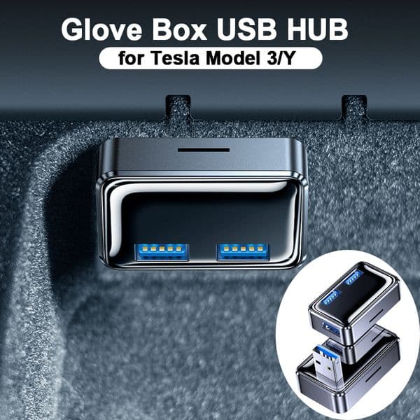 for Tesla Model 3 Y Glove Box USB Hub Ports Model3 Glovebox Mini Cube USB Adapter Docking Station Interior Accessories