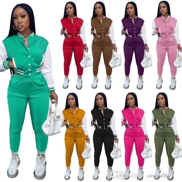 Designer Womens Clothes New Fashion Tracksuits Letter Printed Splicing Two Piece Baseball Jogger Suit For 2022 Fall Winter Add Xs