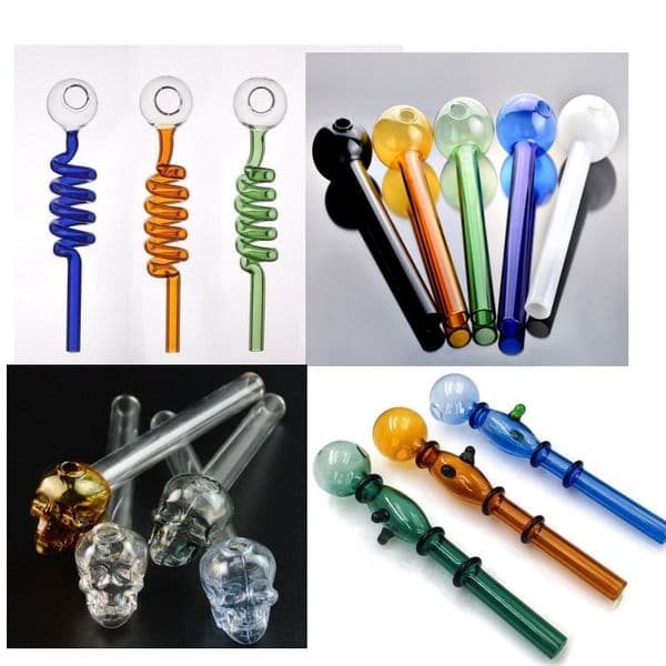 new double bubble colored glass oil burner tube glass pipe thick clear glass free shipping smoking pipes bongs