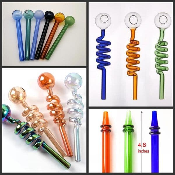 Curved Glass Pipes Hookahs Smoking Pipe 14cm Multi color clear glass Oil burners water balancer 4.5 inch pipes fab egg water pipe smoking tools