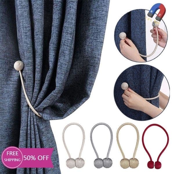 2PCS Magnetic Pearl Ball Curtain Buckles Curtain Tiebacks Backs Holdbacks Buckle Clips Curtain Rods Home Decorative Accessories 0616