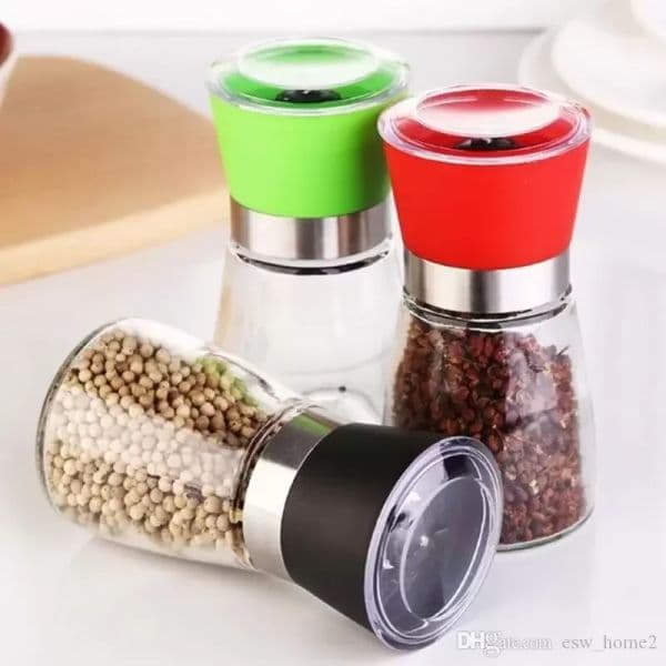 Kitchen Tools Pepper Grinder Mill Glass Round Bottle Salt Herb Spice Hand Manual Pepper Mill Cooking BBQ Seasoning Mills