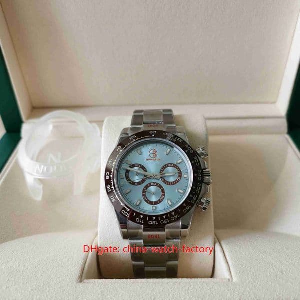 BT Factory Mens Watch Ultra-thin 40mm x 12.5mm Cosmograph 116506-0001 Ice Blue Dial Watches Chronograph 904L Steel CAL.4130 Mechanical Automatic Men's Wristwatches