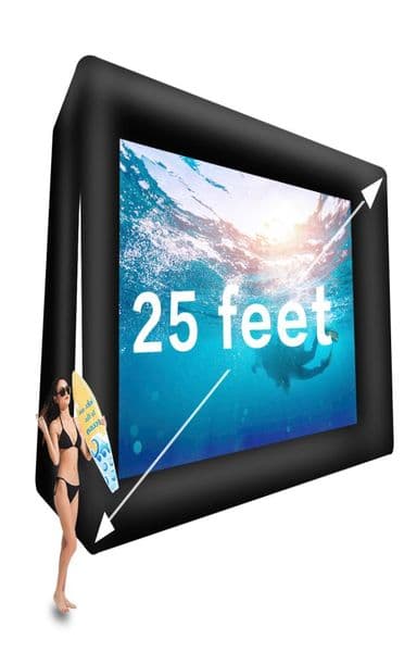 25 feet Inflatable Movie Screen Outdoor Projector Screen Mega Airblown Theater Screen Includes Air Blower TieDowns and Storage 605