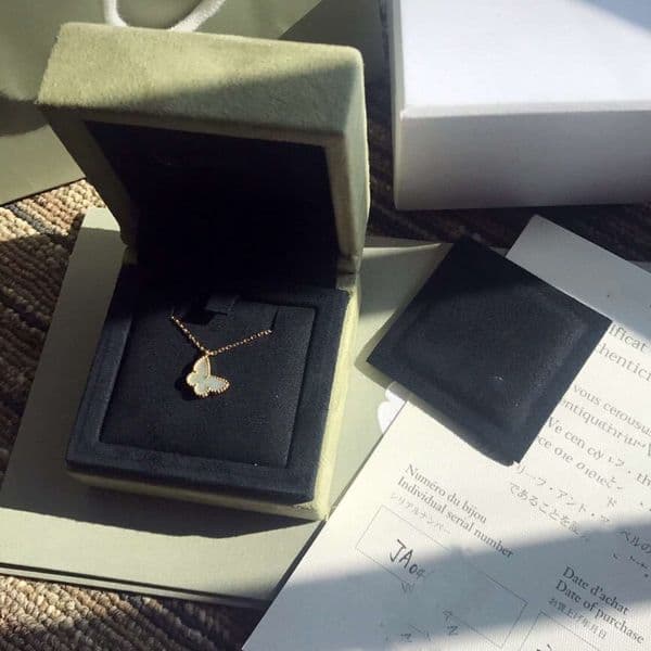 Vintage Pendant Necklace Sweet S925 Sterling Silver White Mother Of Pearl Shell Butterfly Short Chain Choker For Women Jewelry With Box Q260523