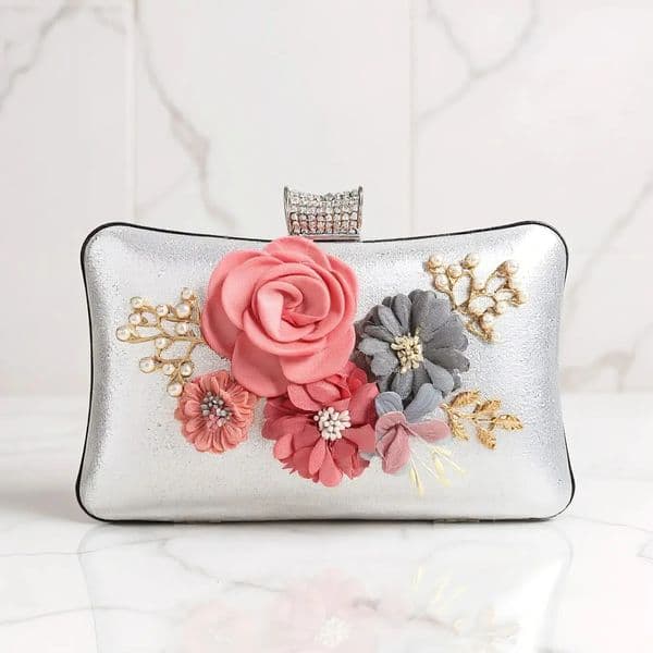Flower Women Evening Bags Glitter Handbags Pearl Clutch Diamonds Metal Golden Purse Gift Girl 250901BJ